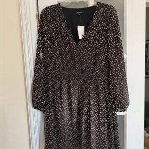 Madewell Floral Mini Dress with sheer sleeves